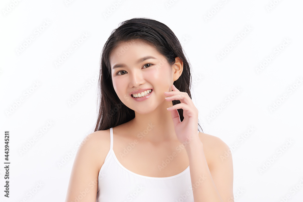 Beautiful young asian woman with clean fresh skin on white background, Face care, Facial treatment, Cosmetology, beauty and spa, Asian women portrait. Beautiful young asian woman with clean fresh skin on white background, Face care, Facial treatment, Cosmetology, beauty and spa, Asian women portrait.