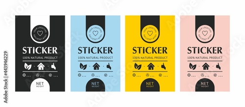 Set of colored vector stickers for glass jars. Product packaging label template. Food packaging. photo