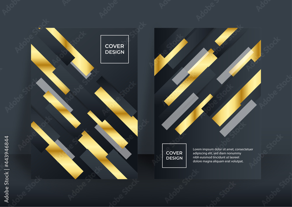 Abstract black and gold luxury background. Modern black cover design set. Luxury creative line pattern in premium colors: black, gold and white. Suit for notebook A4 cover, business poster, brochure Abstract black and gold luxury background. Modern black cover design set. Luxury creative line pattern in premium colors: black, gold and white. Suit for notebook A4 cover, business poster, brochure