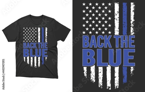 Back the Blue T-Shirt Vector Design, Thin Blue Line Police Officer American Flag T-Shirt, Back the Blue Thin Blue Line Police Officer American Flag - Men's Standard or Premium Short Sleeve T-Shirt
