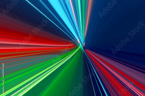 abstract colorful motion path curved trail circular pattern with radial motion highway artificial texture on dark.