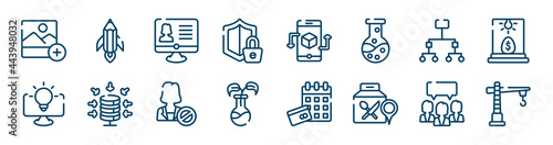 general icons set such as creative pencil rocket, e-privacy, information architecture, business intelligence, impeachment, group opinion outline vector signs. symbol, logo illustration. linear style