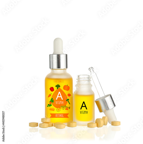Bottles of vitamin A oil an...