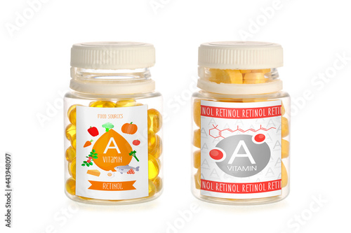 Bottles of vitamin A pills ...