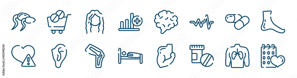 body parts icons set such as pharmaceutical delivery, bar graph with a cross, medicine capsule, disease, kneecap, human with focus on the lungs outline vector signs. symbol, logo illustration. body parts icons set such as pharmaceutical delivery, bar graph with a cross, medicine capsule, disease, kneecap, human with focus on the lungs outline vector signs. symbol, logo illustration.