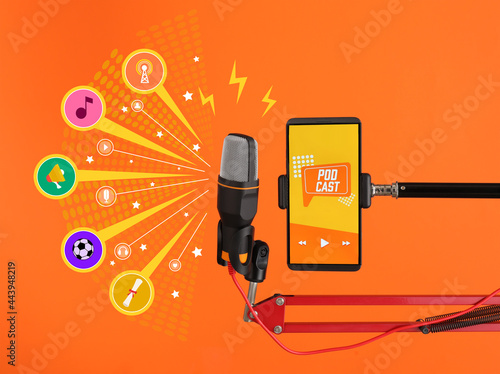 Modern microphone and mobil...