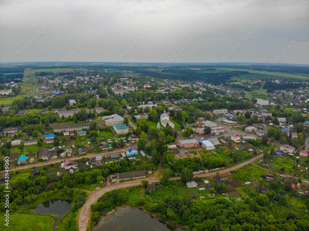 Aerial view of the village (Kumeny, Kirov region, Russia)