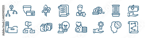 business and financial icons set such as transfering, dollar coin, competitor, pin code, penalty, ethereum outline vector signs. symbol, logo illustration. linear style icons set. pixel perfect