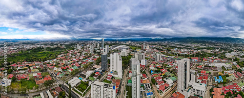 Beautiful aerial view of the City of San Jose Costa Rica, near the Sabana park and all its buildings
