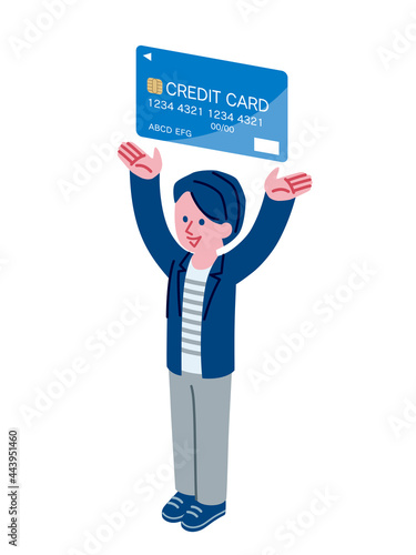 クレジットカードと男性のイラスト