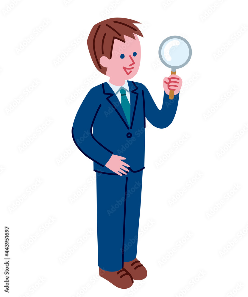 虫眼鏡を持っている男性のイラスト 虫眼鏡を持っている男性のイラスト