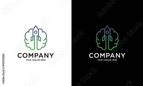 Launch Idea logo designs concept, Fast Brain logo template, Brain Icon. Rocket Brain Logo with Thinking Ideas Concept Vector Design