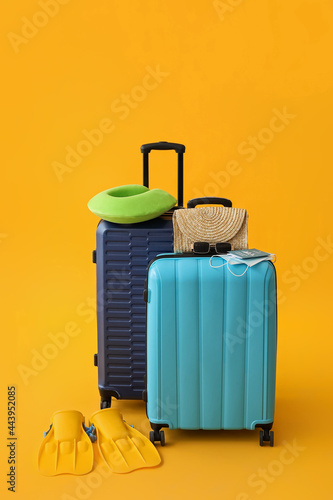 Packed suitcases with immun...