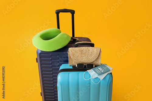 Packed suitcases with immun...