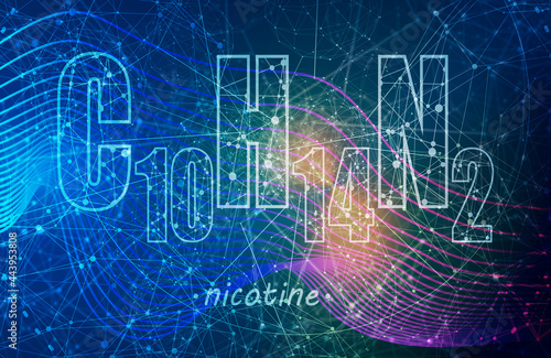 Nicotine formula on connected lines with dots backdrop