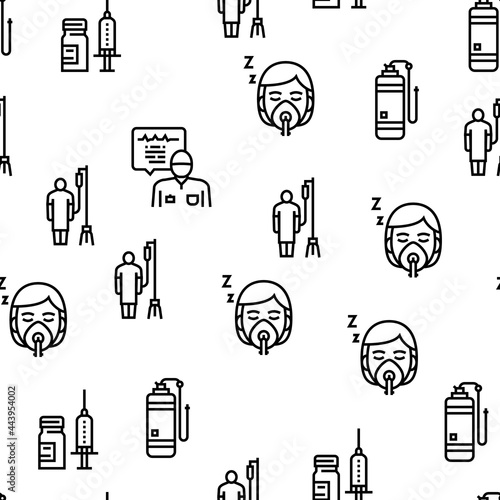 Anesthesiologist Tool Vector Seamless Pattern Thin Line Illustration