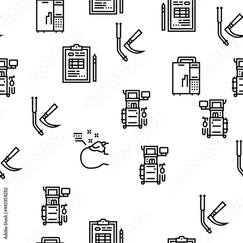 Anesthesiologist Tool Vector Seamless Pattern Thin Line Illustration