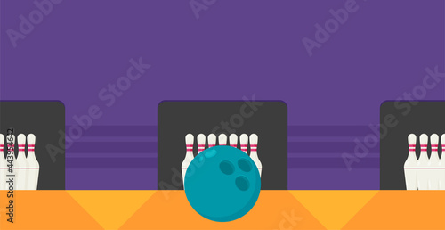 Bowling ball and pins flat vector