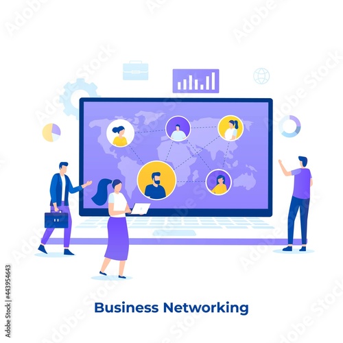 Flat illustration of business networking concept. Illustration for websites, landing pages, mobile applications, posters and banners.