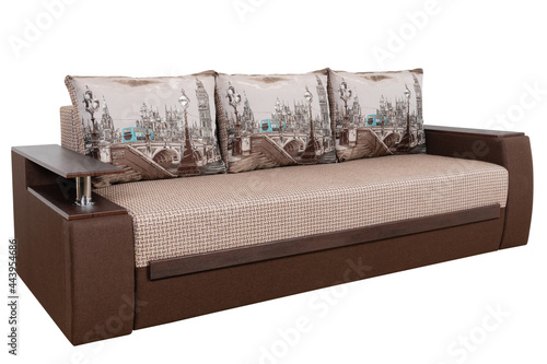 Brown Modern Sofa furniture isolated on white background.