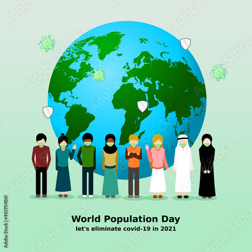 world population day with fight covid-19, let's eliminate covid-19 in 2021