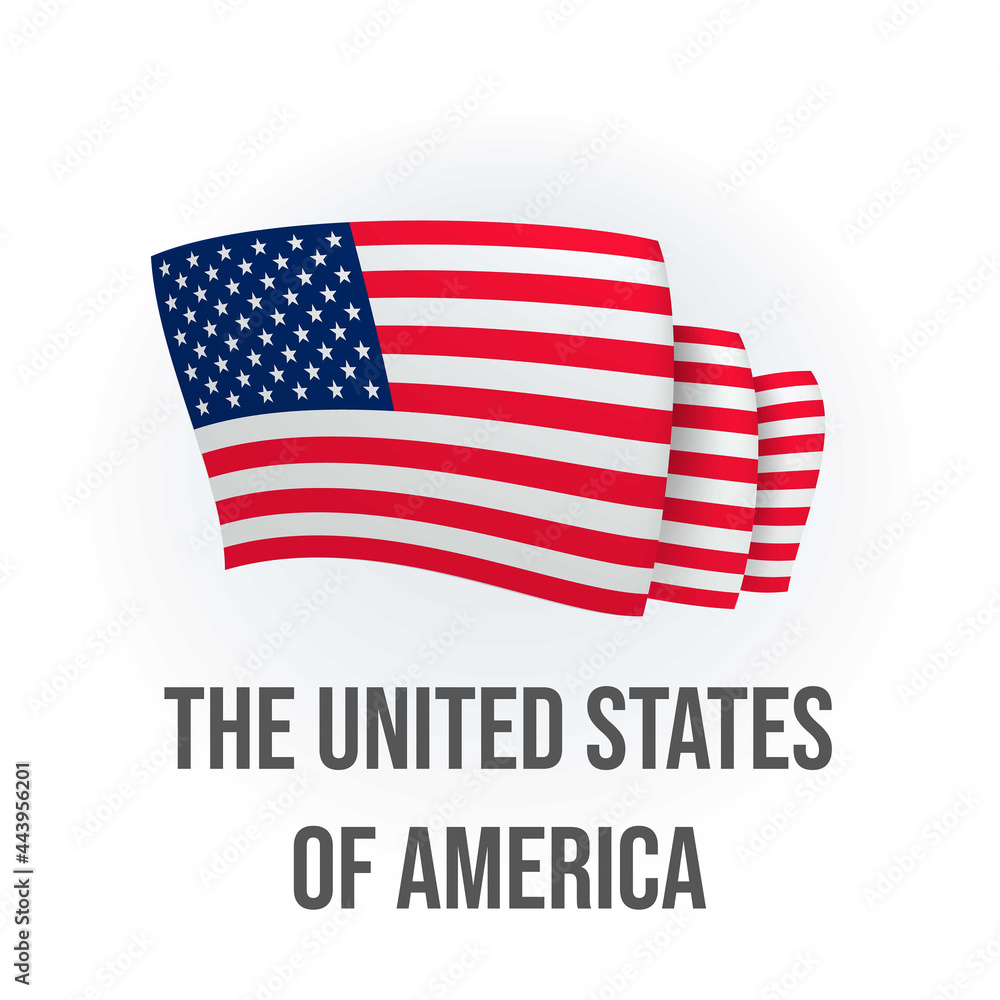United States vector flag. Bended flag of United States, realistic vector illustration