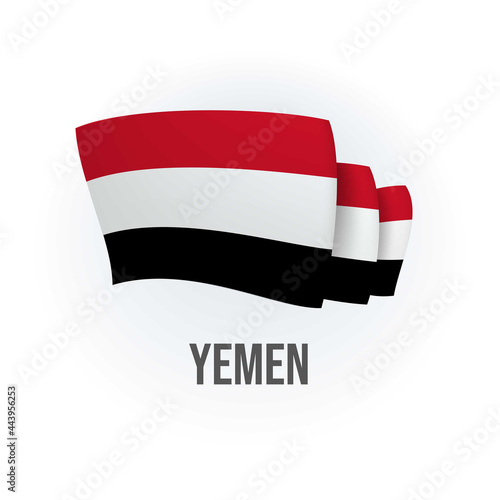 Yemen vector flag. Bended flag of Yemen, realistic vector illustration photo