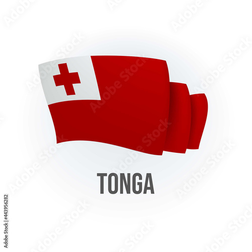 Tonga vector flag. Bended flag of Tonga, realistic vector illustration