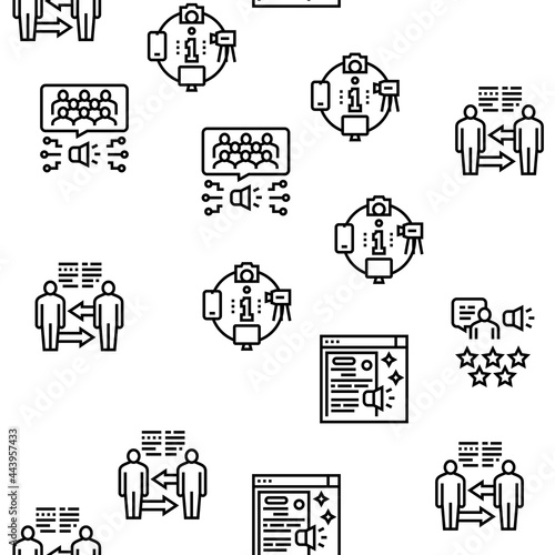 Pr Public Relations Vector Seamless Pattern Thin Line Illustration