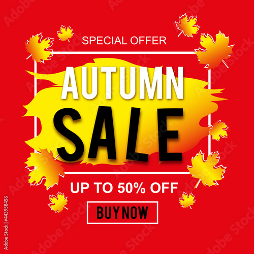 Autumn Sale banner. Best offer price. Autumn online sale 
