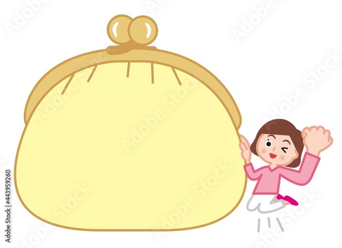 会計を管理する若い女性のイラスト、コピースペース