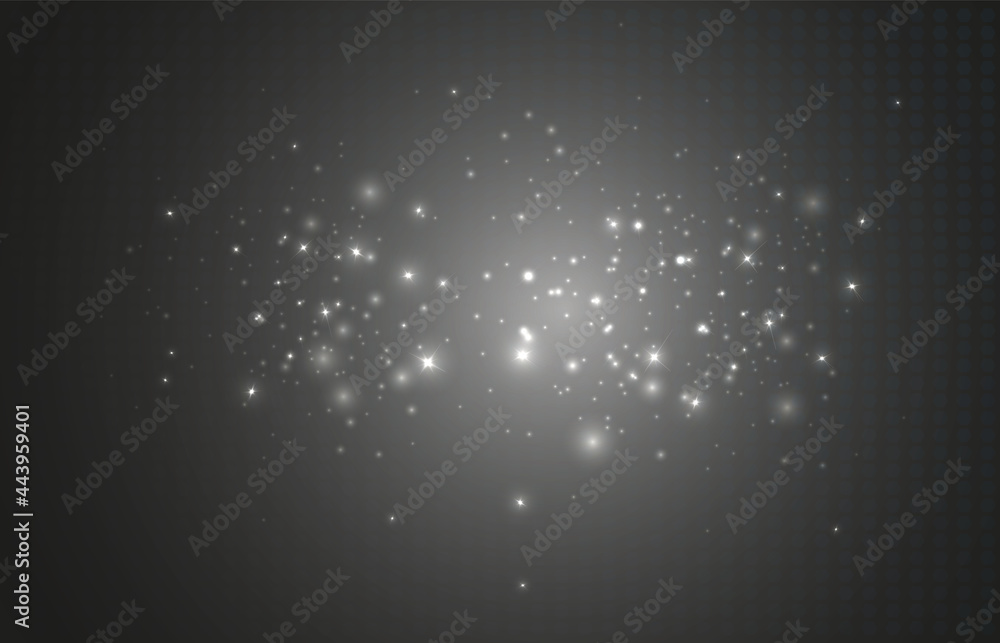 Obraz premium Glowing light effect with many glitter particles isolated on transparent background. Vector star cloud with dust. 