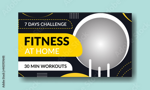 Video thumbnail template for exercise gym Fitness, Fitness at Home Youtube Thumbnail, Gym exercise youtube thumbnail, Youtube Thumbnail Template, and Web Banner