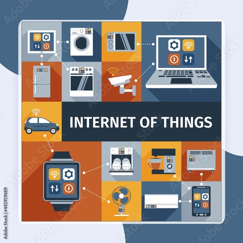 Internet of things flat icons composition vector design illustration