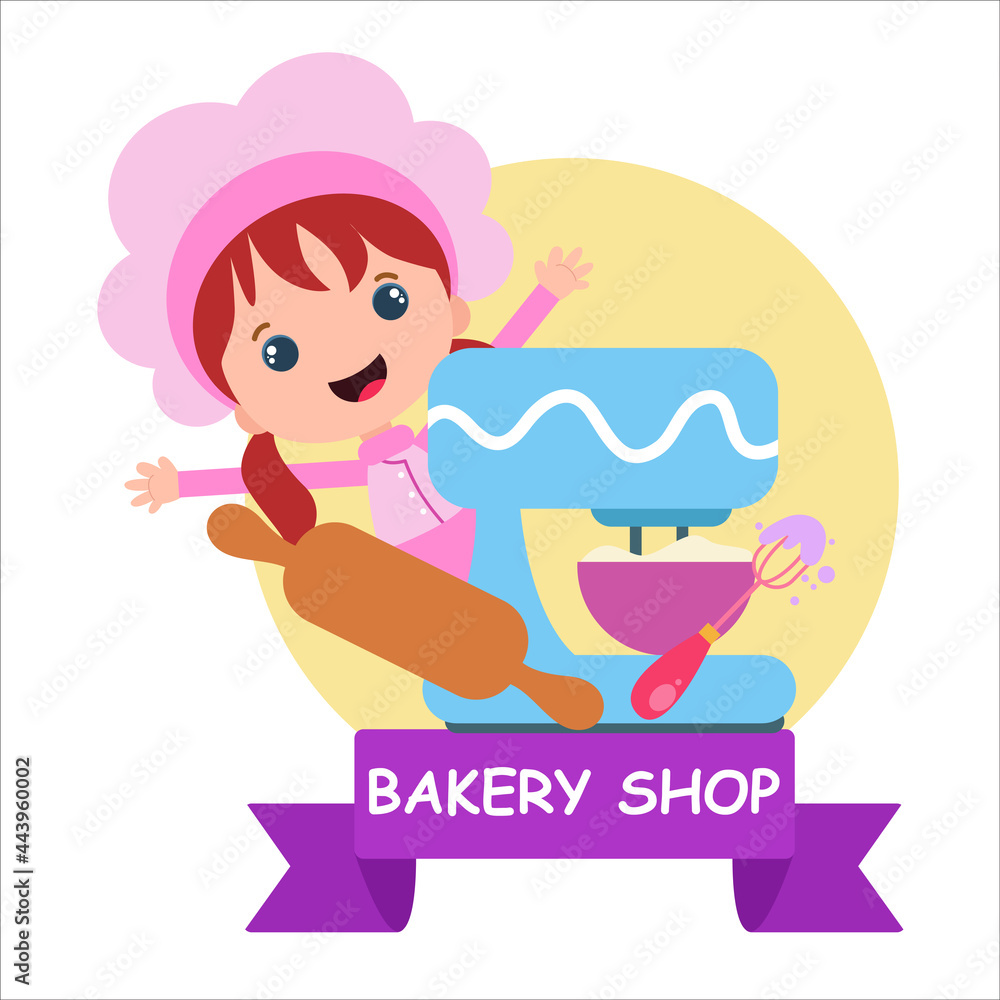 bakery shop girl character vector template design illustration bakery shop girl character vector template design illustration