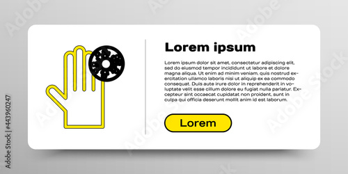 Line Hand with virus icon isolated on white background. Corona virus 2019-nCoV. Bacteria and germs, cell cancer, microbe, fungi. Colorful outline concept. Vector