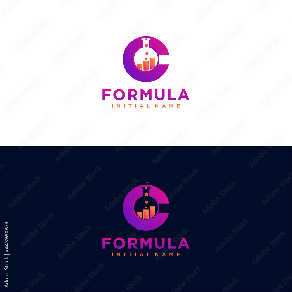 Modern initial letter C formula botlle lab logo. simple icon, template design art Modern initial letter C formula botlle lab logo. simple icon, template design art