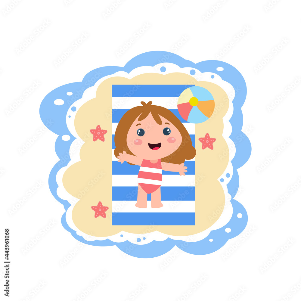 Little girl character playing activity vector template design illustration Little girl character playing activity vector template design illustration