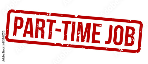 Fotografie part-time job square grunge red stamp badge