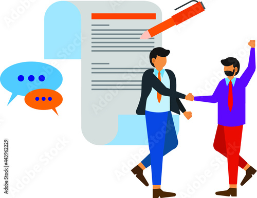 a work agreement between employers, flat illustration vector graphic