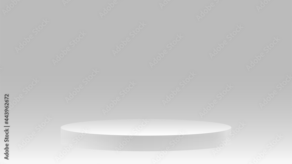 Minimal geometric cylinder podium white background Minimal geometric cylinder podium white background