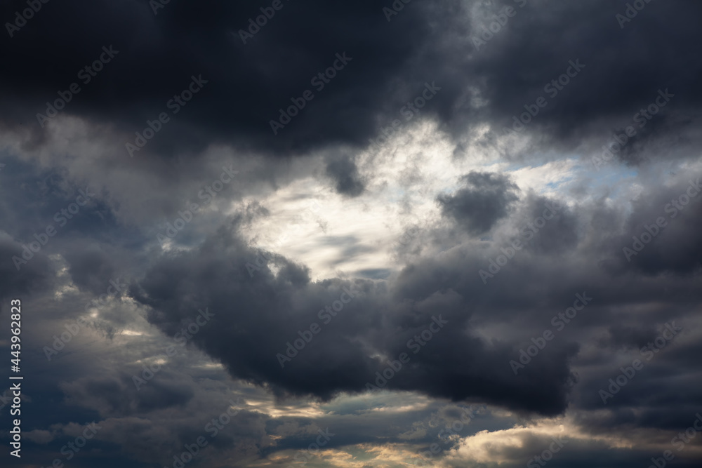 Dark clouds covered the sky . Black sky before rain Dark clouds covered the sky . Black sky before rain