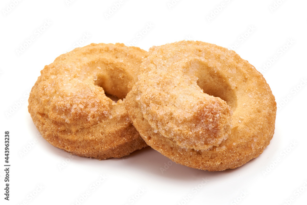 Crispy shortbread cookies, isolated on white background. High resolution image.