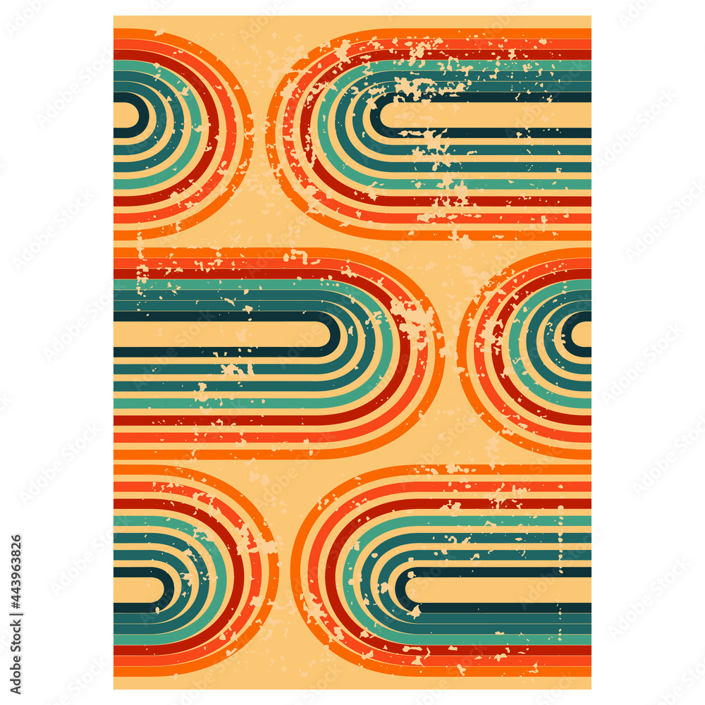 Retro vintage 70s style stripes poster lines.abstract 70s era line frame illustration Stock Vector | Adobe Stock