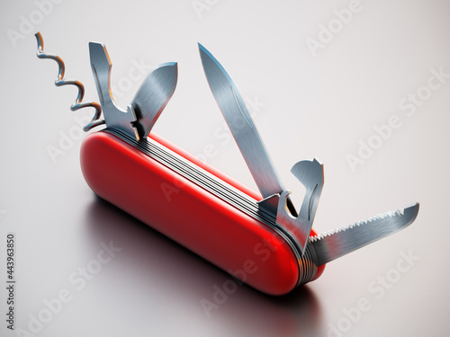 Принти на полотні Generic Swiss knife isolated on white background. 3D illustration