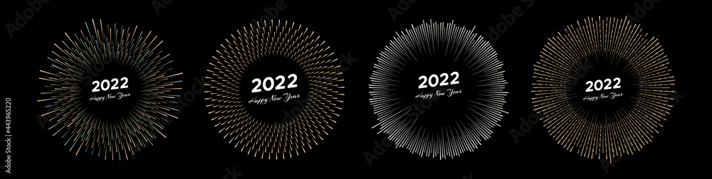 Fototapeta premium Firework with inscription 2022 and Happy New Year
