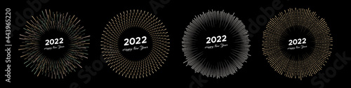 Firework with inscription 2022 and Happy New Year