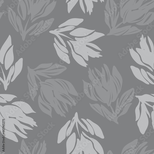 Black and White Floral Seamless Pattern Background