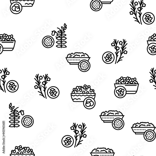 Groats Natural Food Vector Seamless Pattern Thin Line Illustration