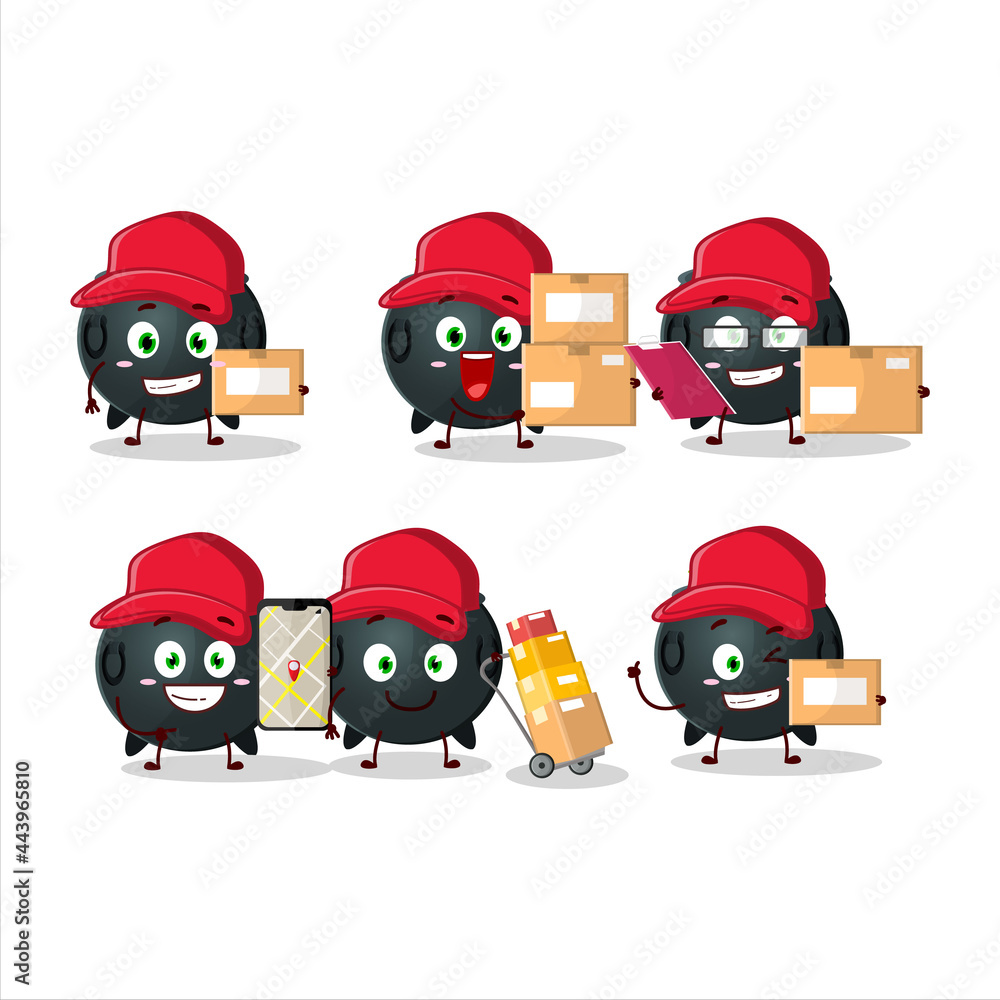 Cartoon character design of witch cauldron working as a courier Cartoon character design of witch cauldron working as a courier